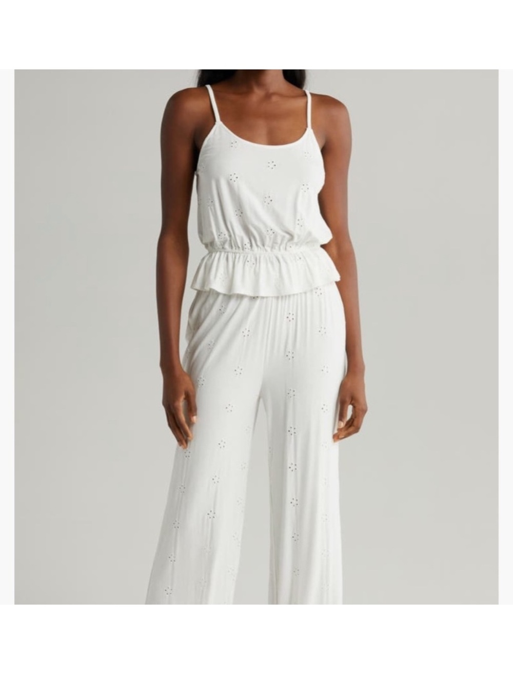 Bridal Pajamas Honeydew Intimates White Eyelet Wide-Leg Pajamas